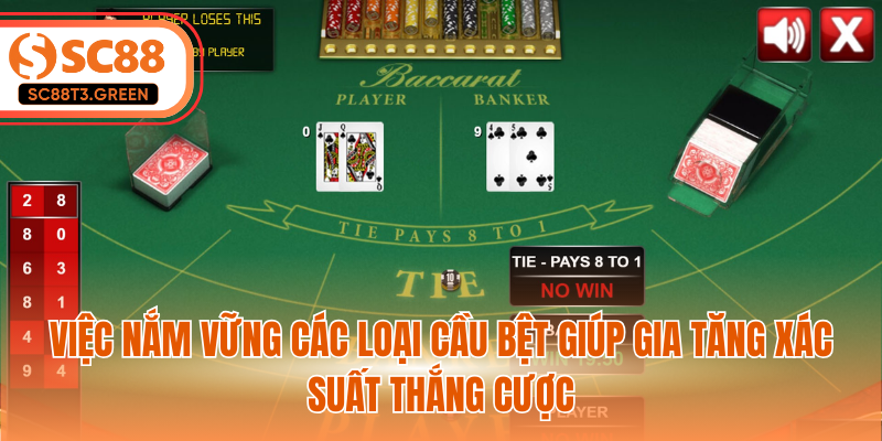 Việc nắm vững các loại cầu bệt giúp gia tăng xác suất thắng cược